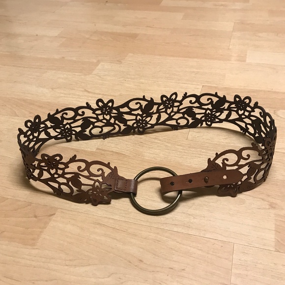 No name Accessories - Laser cut out Floral leather Belt